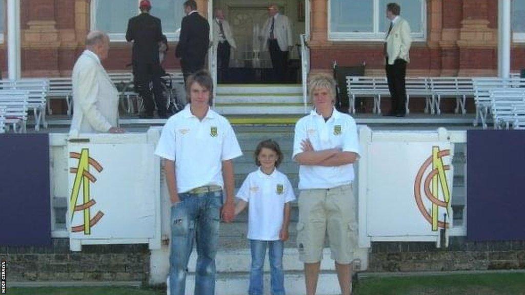 Danielle Gibson with her brothers Greg and Fred at Lord's