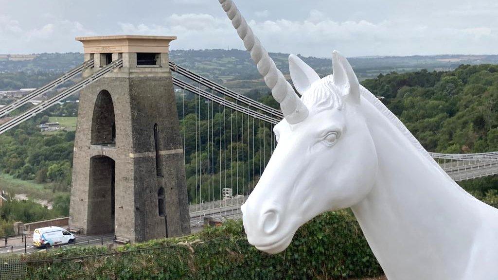 Unicorn sculpture at Clifton suspension bridge