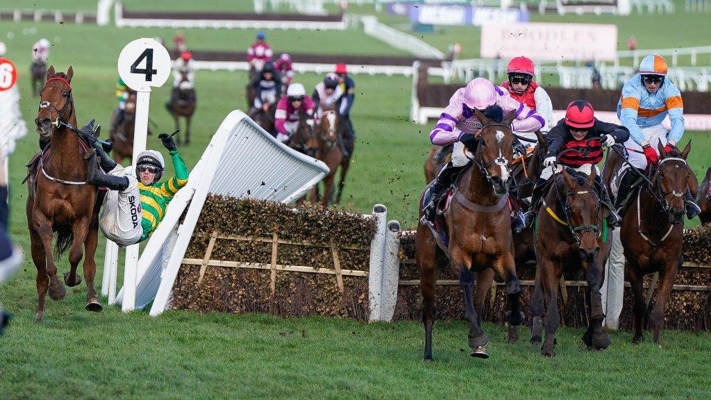 Mark Walsh is sent flying from his mount Corbetts Cross