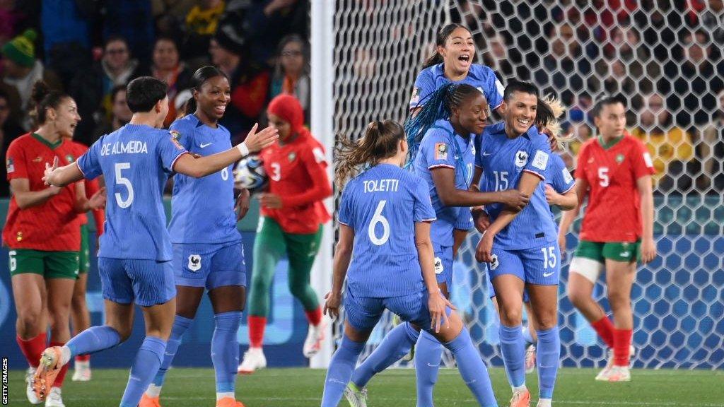 France players celebrate their opening goal