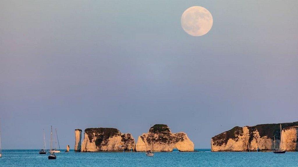 The moon over Old Harry Rocks