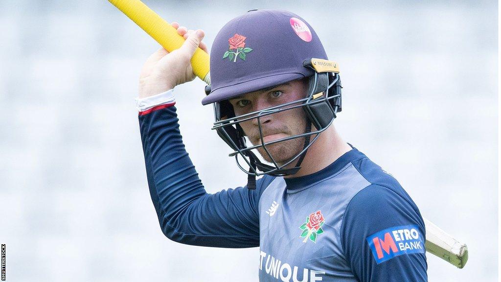 George Lavelle playing cricket for Lancashire at Middlesex