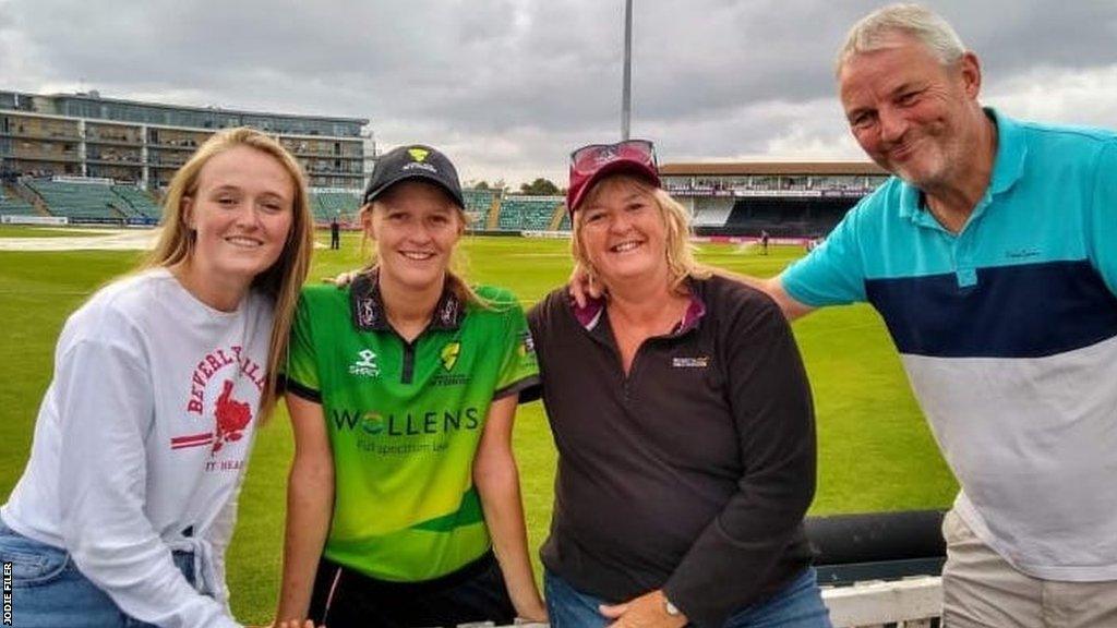 Lauren Filer alongside her family after a Western Storm game