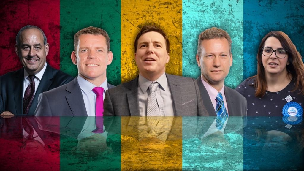 Steffan John - Lib Dems, David Hanson - Labour, Fay Jones – Conservatives, Rhun ap Iorwerth – Plaid Cymru, Nathan Gill – Brexit Party