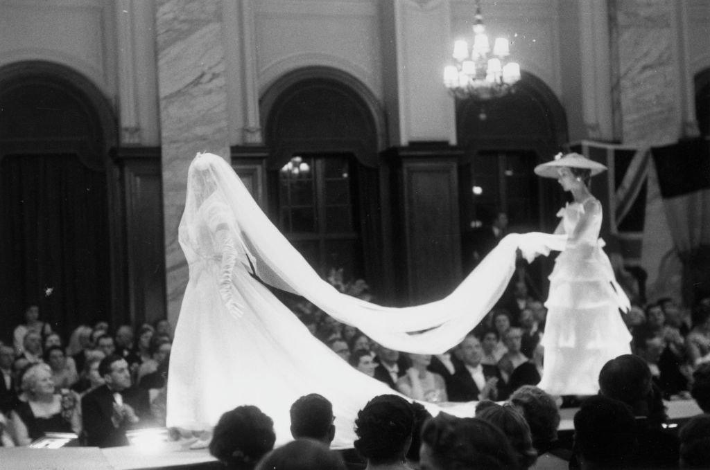 A mannequin modelling one of Christian Dior's lavish dresses.