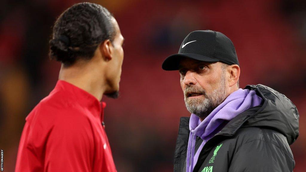 Jurgen Klopp stares at Virgil van Dijk