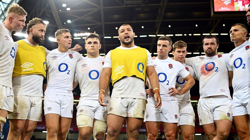 England captain Ellis Genge address his team after their disappointing defeat by Wales on Saturday