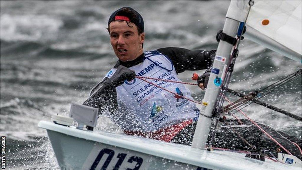 Michael Beckett racing in the 2018 ISAF Sailing World Championships