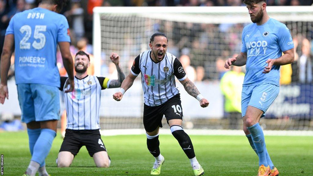 Jodi Jones celebrates after scoring Notts County's winner