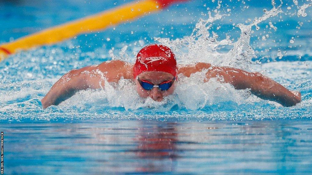 Duncan Scott of Great Britain competes in the Men's 200m Medley heats at the FINA World Aquatics Championships in Doha