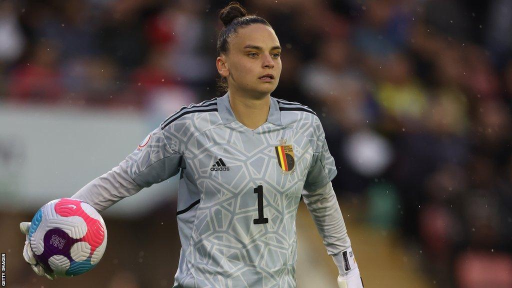 Nicky Evrard playing for Belgium