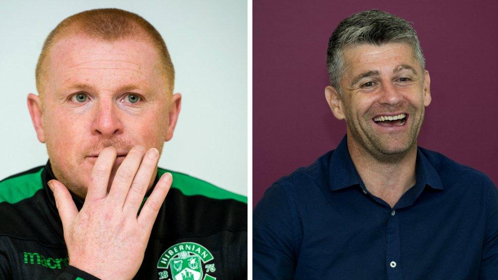 Hibs head coach Neil Lennon and Motherwell manager Stephen Robinson