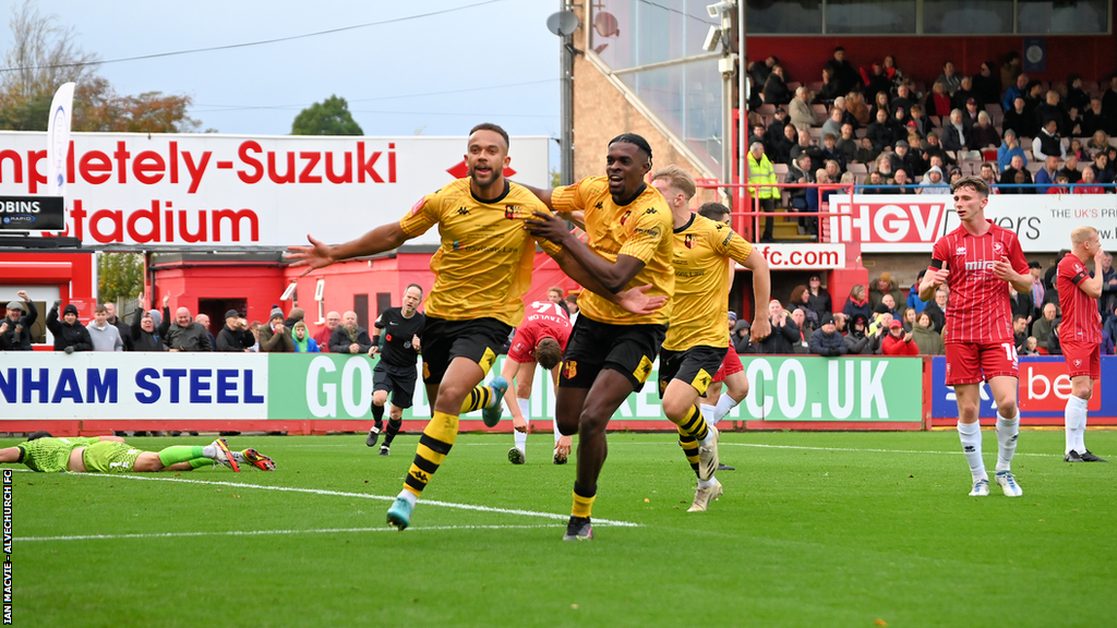 Danny Waldron scored his first goal for Alvechurch in the 16th minute at Cheltenham