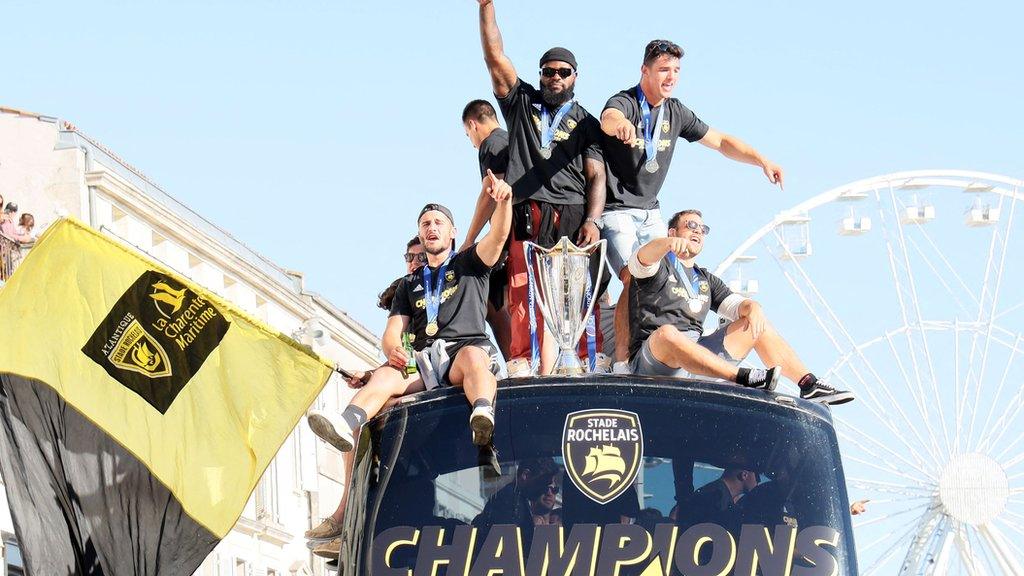 La Rochelle players celebrate winning the 2022 Champions Cup