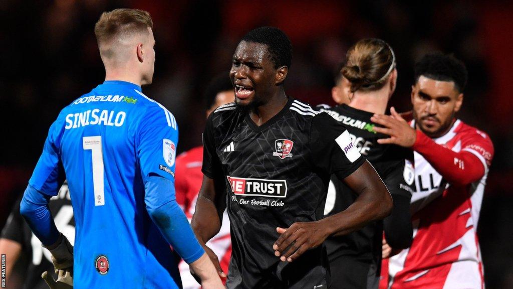 Exeter City players at Stevenage