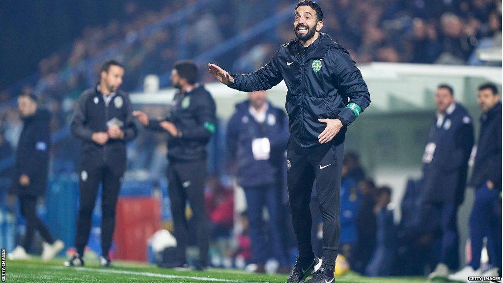 Ruben Amorim reacts during a game