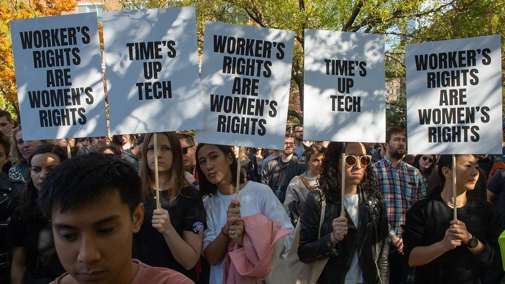 Google staff stage a walkout in the company's New York offices