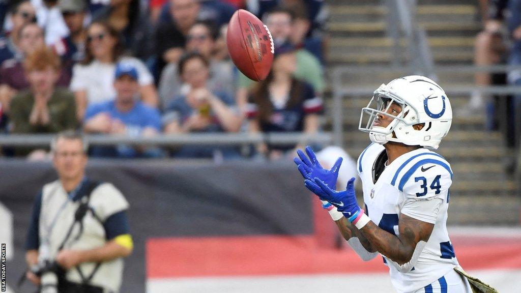 Cornerback Isaiah Rodgers returns a punt for the Indianapolis Colts