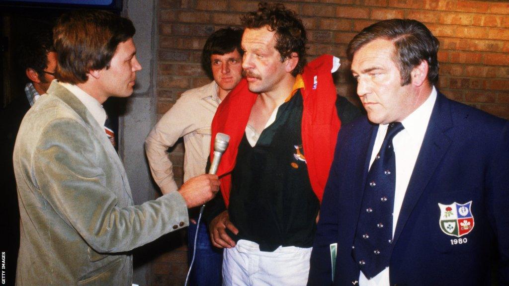 Syd Millar with British and Irish Lions captain Bill Beaumont during the 1980 tour of South Africa