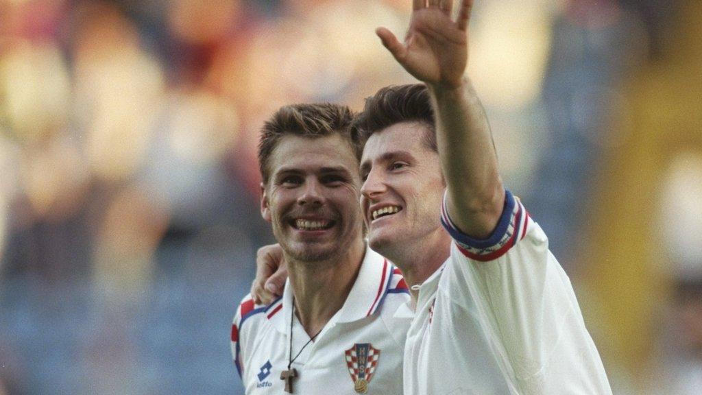 Davor Suker celebrates scoring