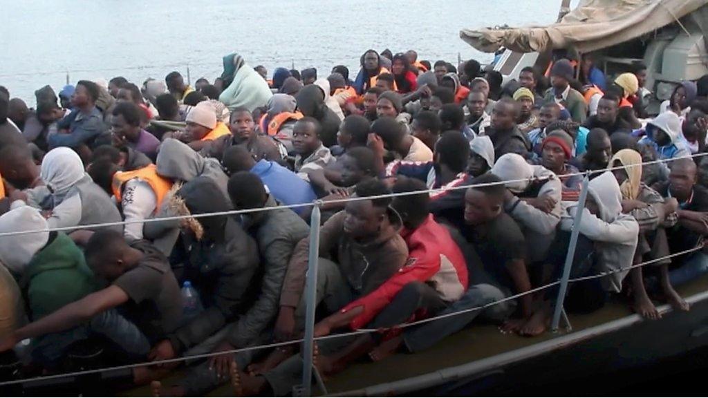 Migrants on a boat