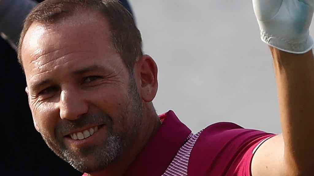 Sergio Garcia celebrates his hole in one