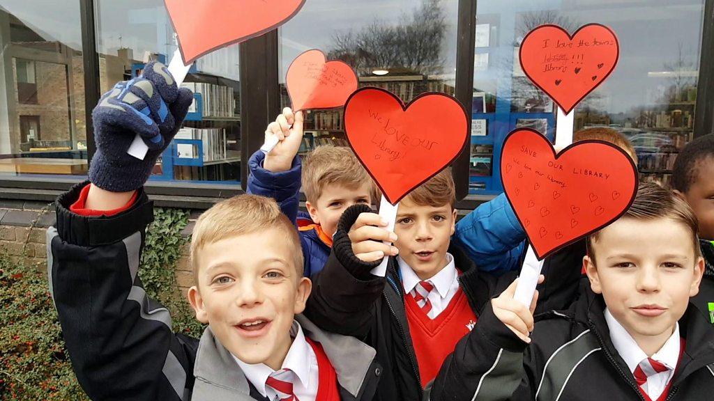 Protest outside Desborough Library