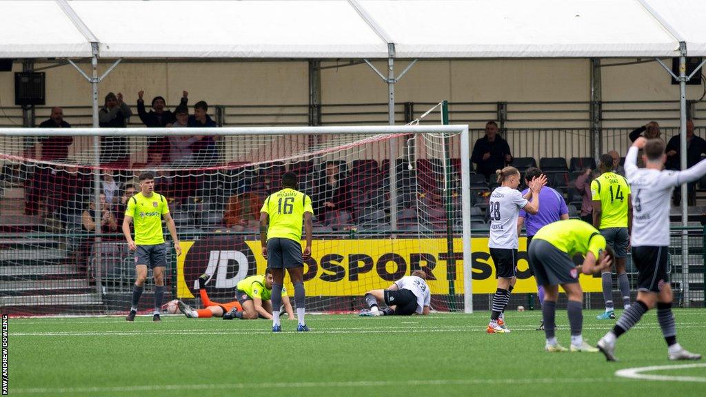 Thomas Davies scores an equaliser for Pontypridd against Flint