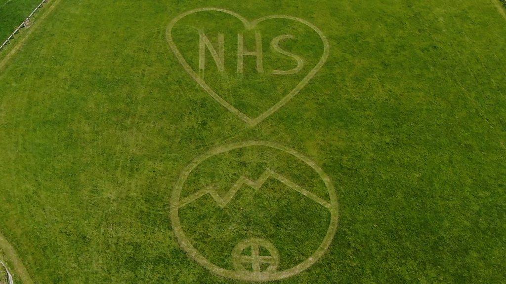 Drone shot of NHS message