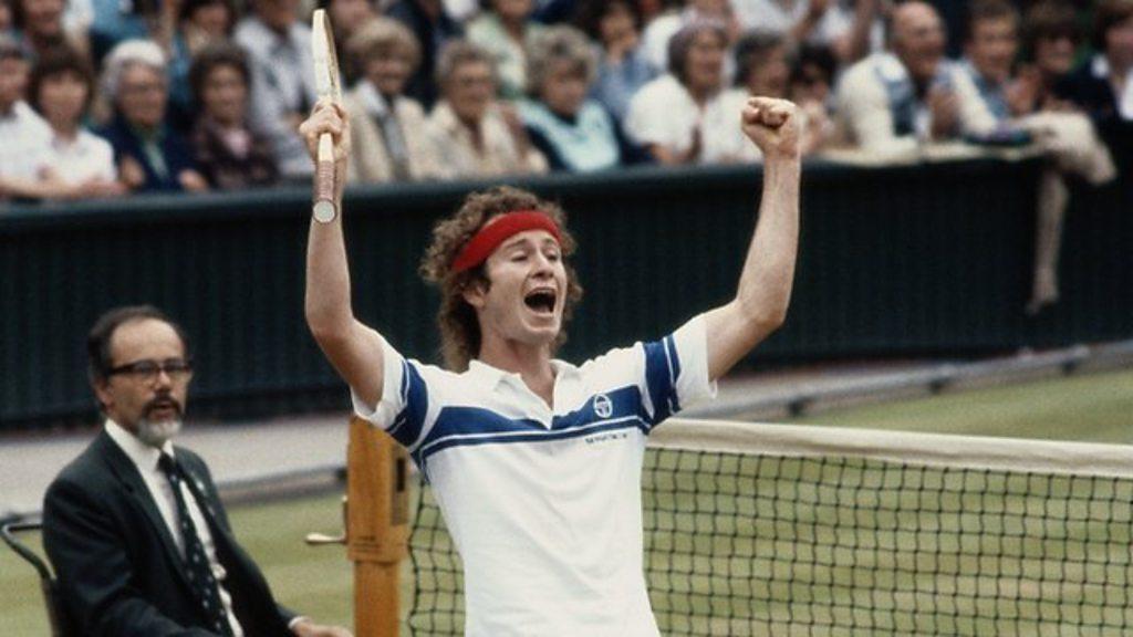 John McEnroe celebrates winning Wimbledon in 1981