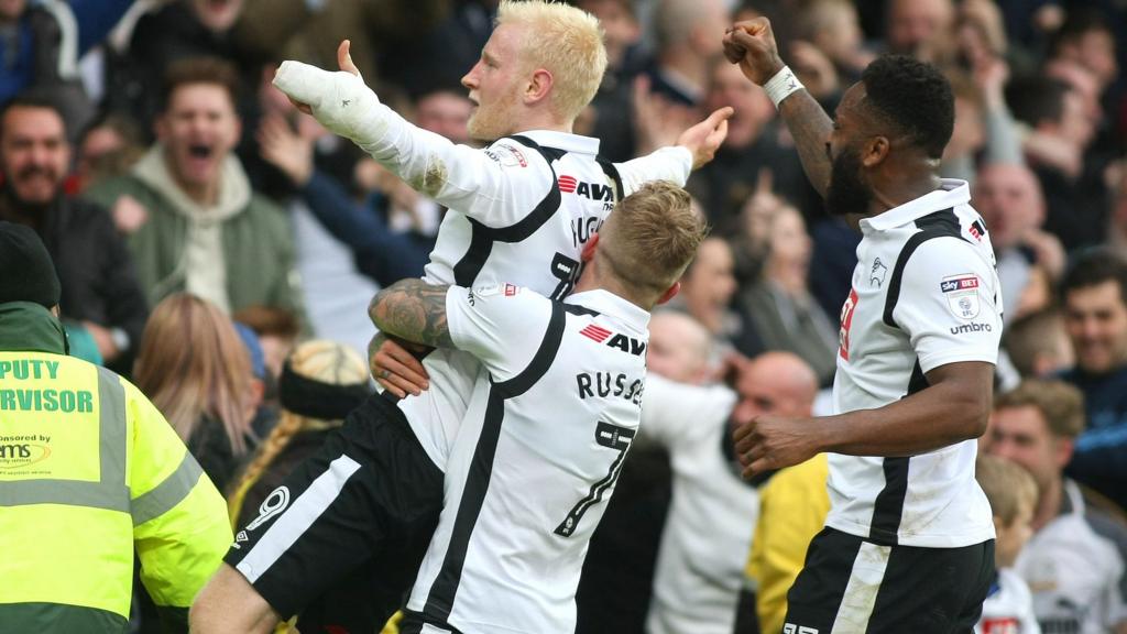 Derby's Will Hughes celebrates goal against Nottingham Forest