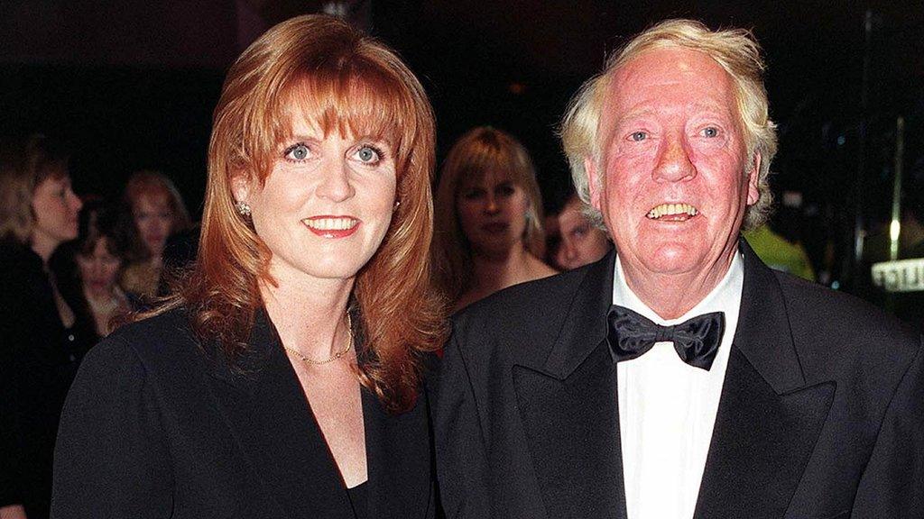 The Duchess of York and Robert Stigwood at the premiere of Evita in 1996