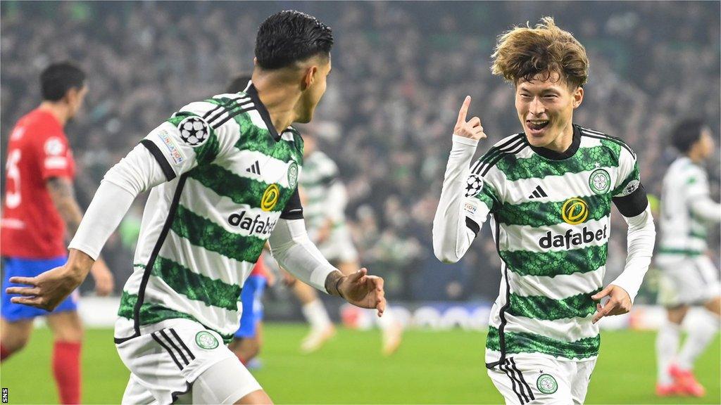 Kyogo Furuhashi scores for Celtic against Atletico Madrid