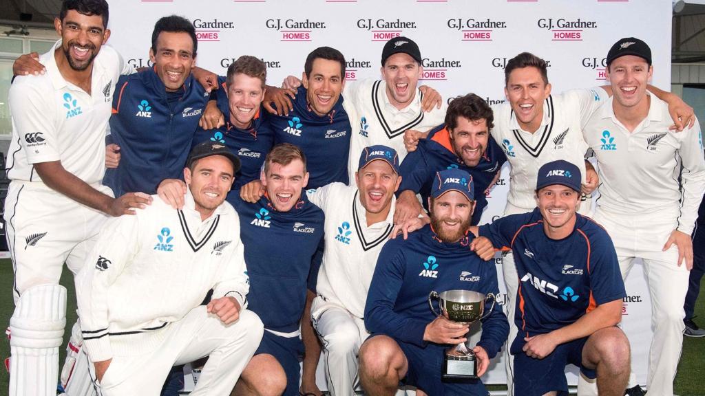 New Zealand with the Test series trophy