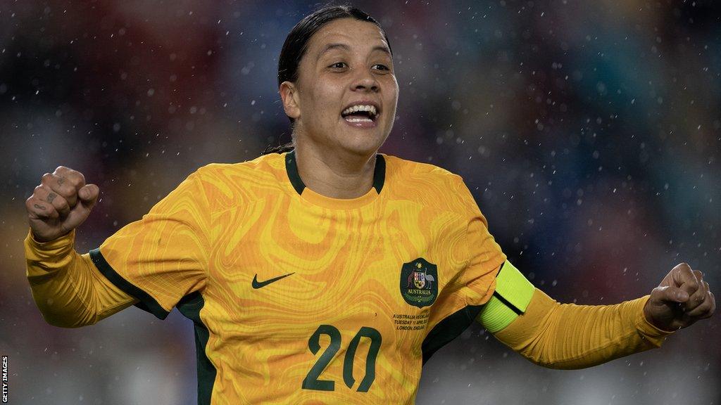 Sam Kerr celebrates a goal