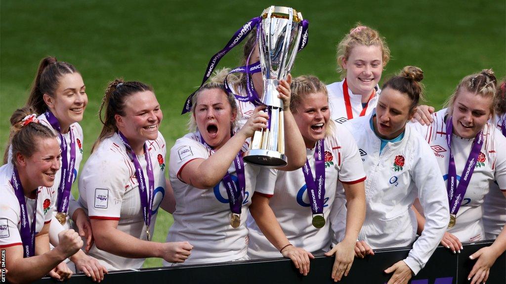 England celebrate winning 2023 Women's Six Nations