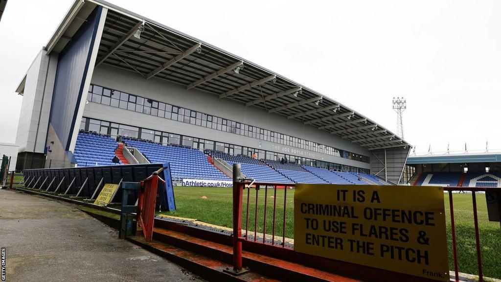 Boundary Park in Oldham, view of a stand