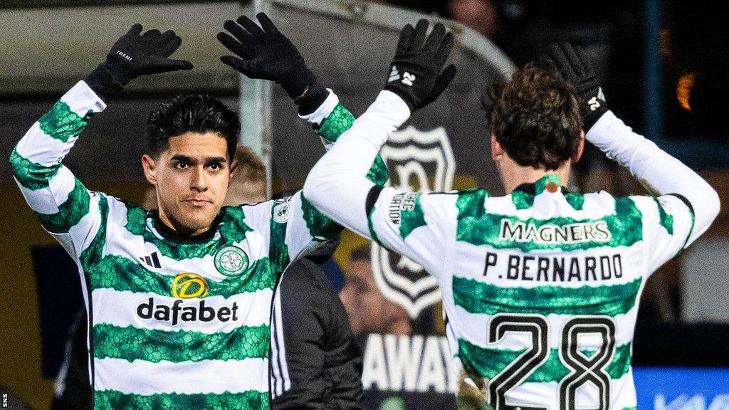 Celtic players Luis Palma and Paulo Bernardo