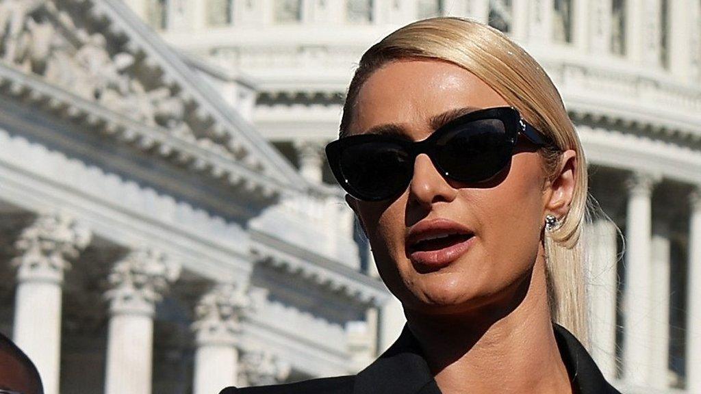 Paris Hilton speaks outside US Capitol, 20 October 2021