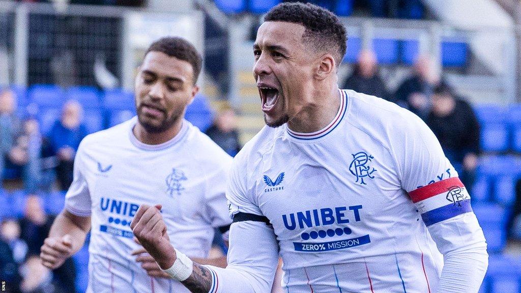 Rangers players celebrating