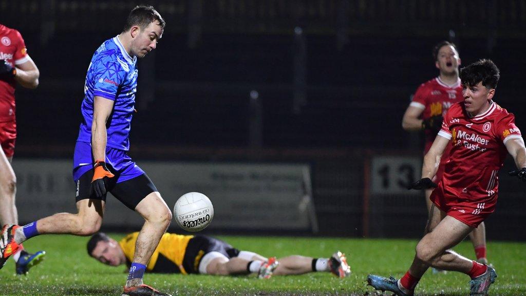 Jack McCarron scores Monaghan's opening goal against Tyrone on Saturday night