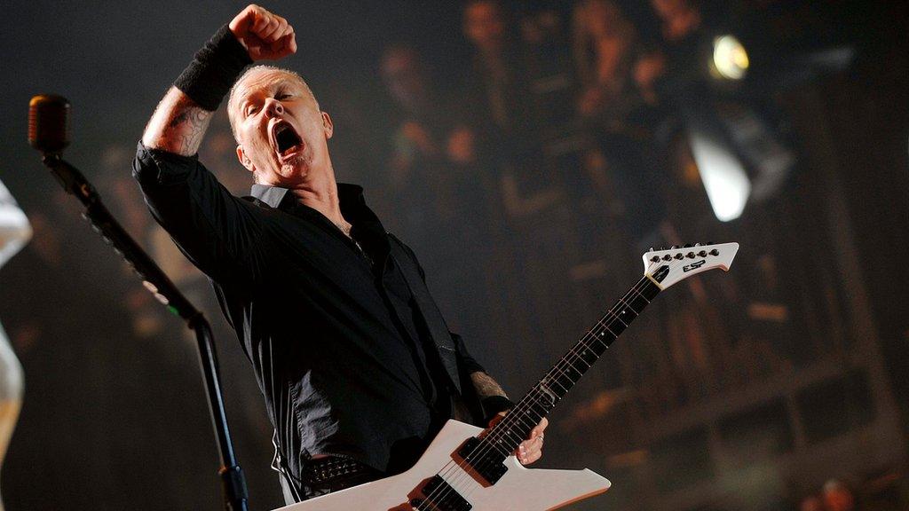 James Hetfield of Metallica performing at the Glastonbury Festival