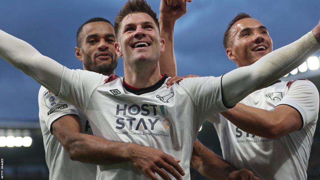 Derby County celebrate scoring