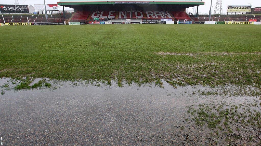 Previous waterlogging at the Oval stadium in east Belfast