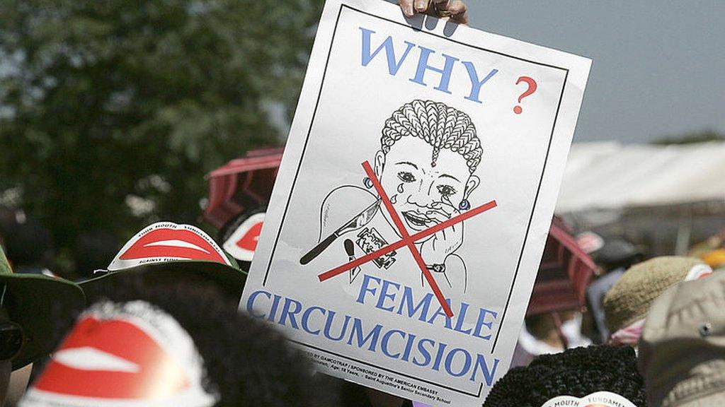 Sign saying why female circumcision