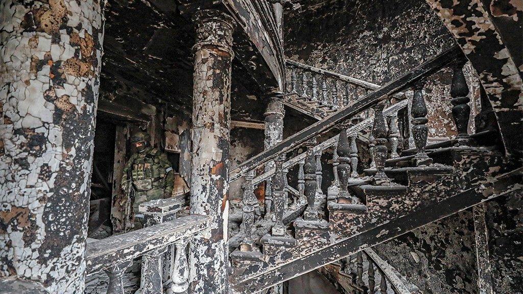 Destruction inside the Drama Theatre in Mariupol, 12 April 2022