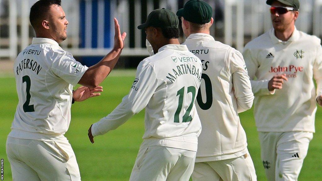 Nottinghamshire celebrate taking a wicket