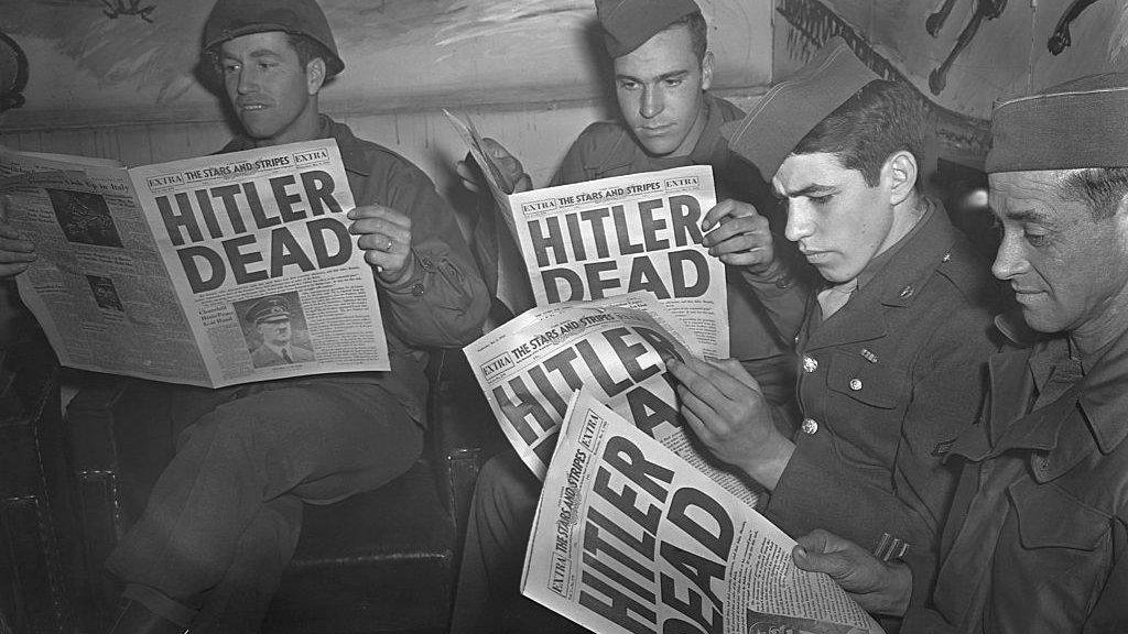 US troops read about Adolf Hitler's death in Stars and Stripes