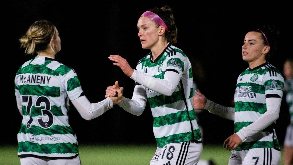 Caitlin Hayes, centre, scored Celtic's opener against Motherwell