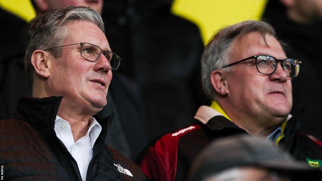 Labour leader Sir Keir Starmer and former shadow chancellor Ed Balls were in the crowd at Carrow Road